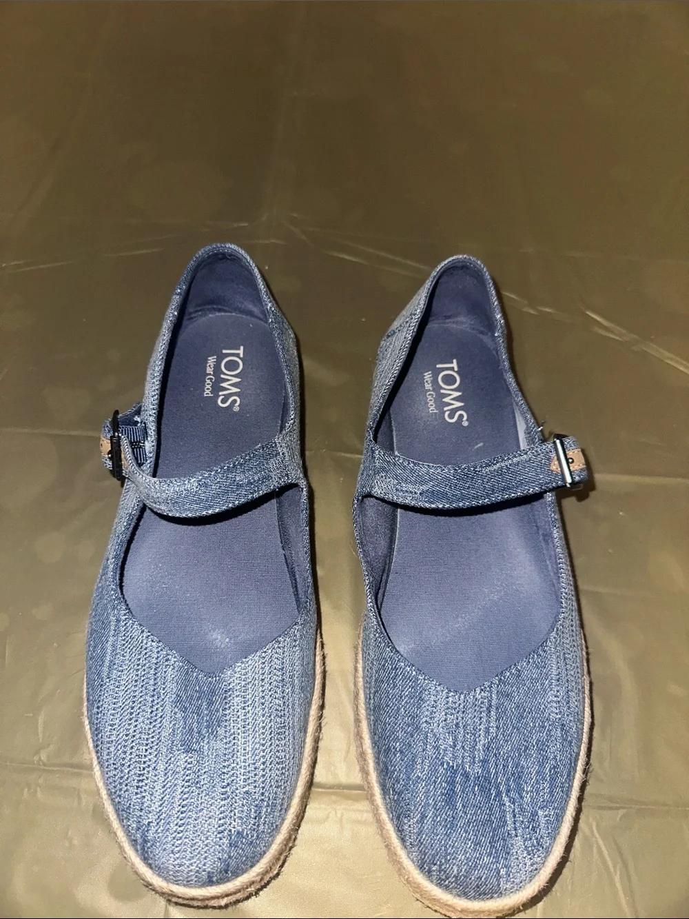 Toms Women’s Carolina Blue Denim Mary Jane Espadrille
